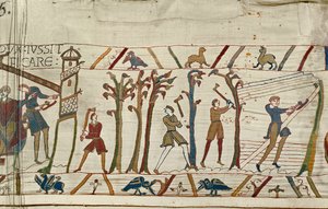Les arbres sont abattus pour construire des navires pour la flotte normande, Tapisserie de Bayeux - Unbekannt Unbekannt